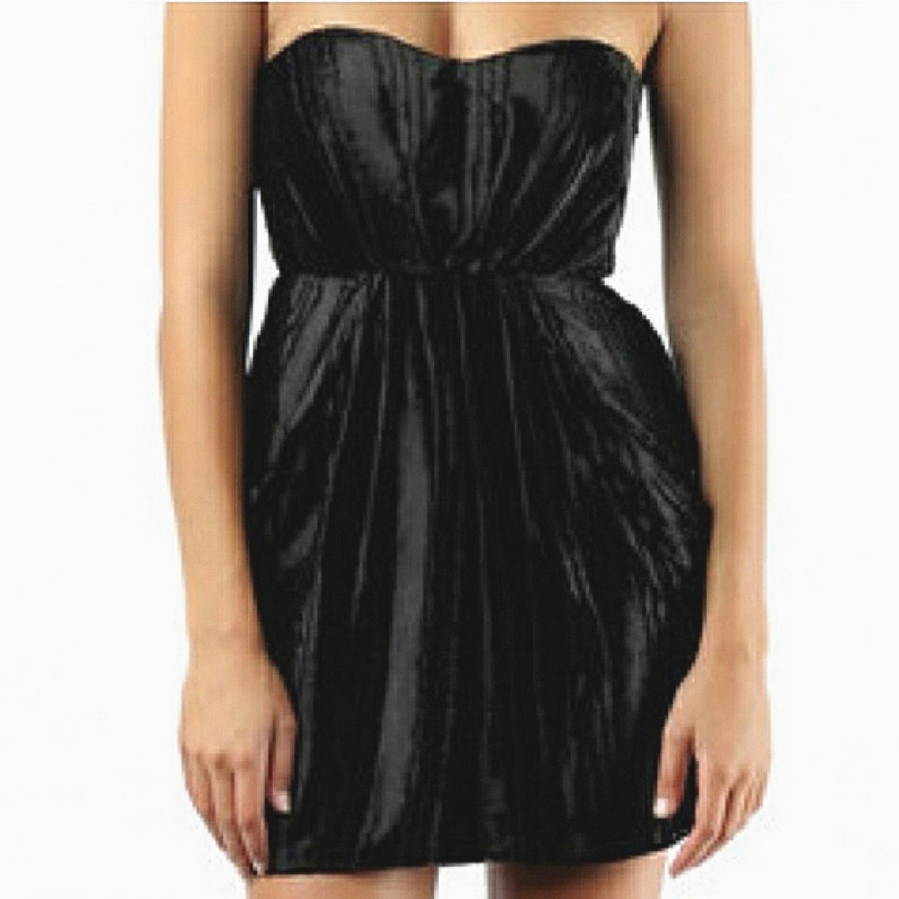Anthropologie Black Crushed Velvet 100 Silk Dress Small